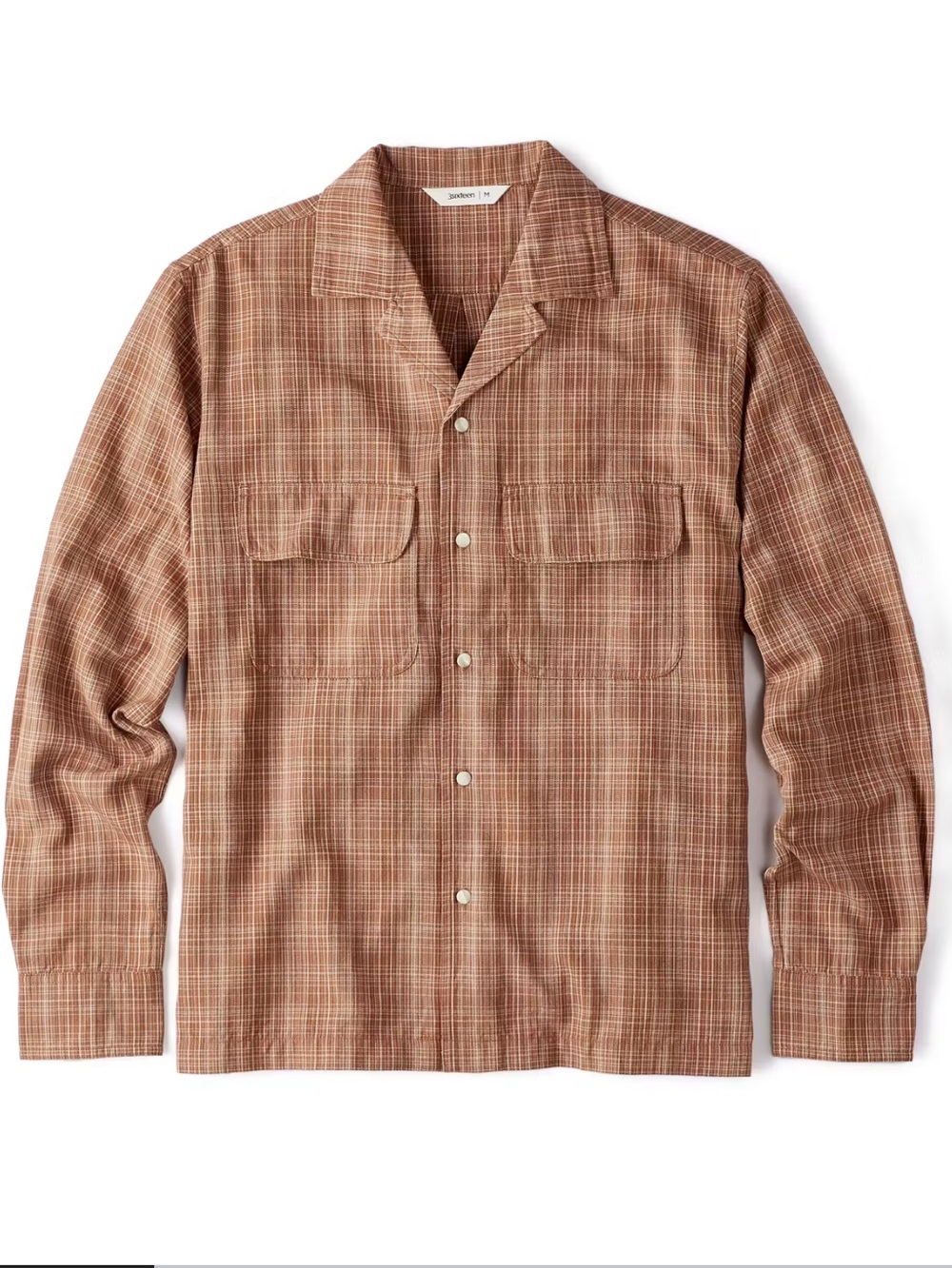 3sixteen Open Collar Shirt Amber Micro Plaid Japanese cotton small NWOT